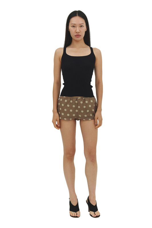 RIBBED KNIT TANK TOP IN BLACK